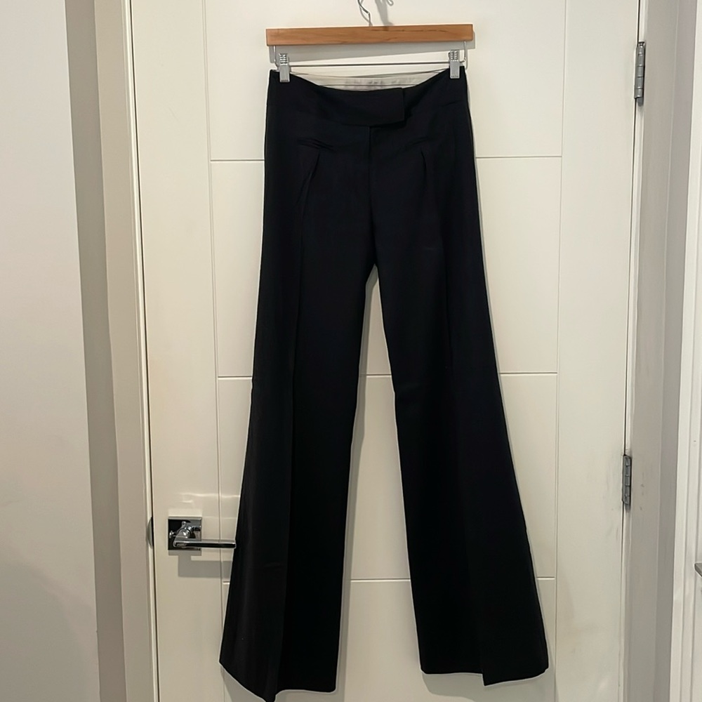 Diane von Furstenberg Midrise Flared Grey Wool Pants - Picture 2 of 15